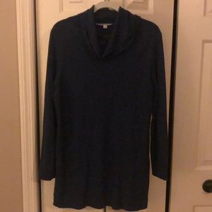 Adrienne Vittadini Navy Slouchy Neck Tunic